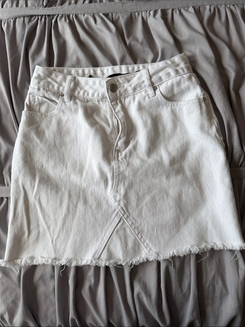 White Denim Mini Skirt - Classic Casual